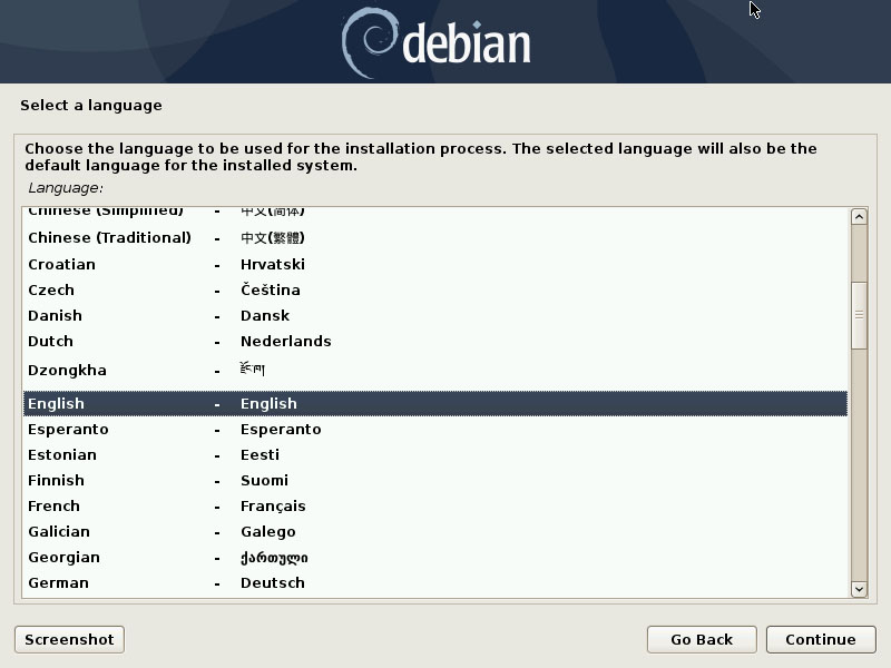 debian выбор языка и клавиатуры