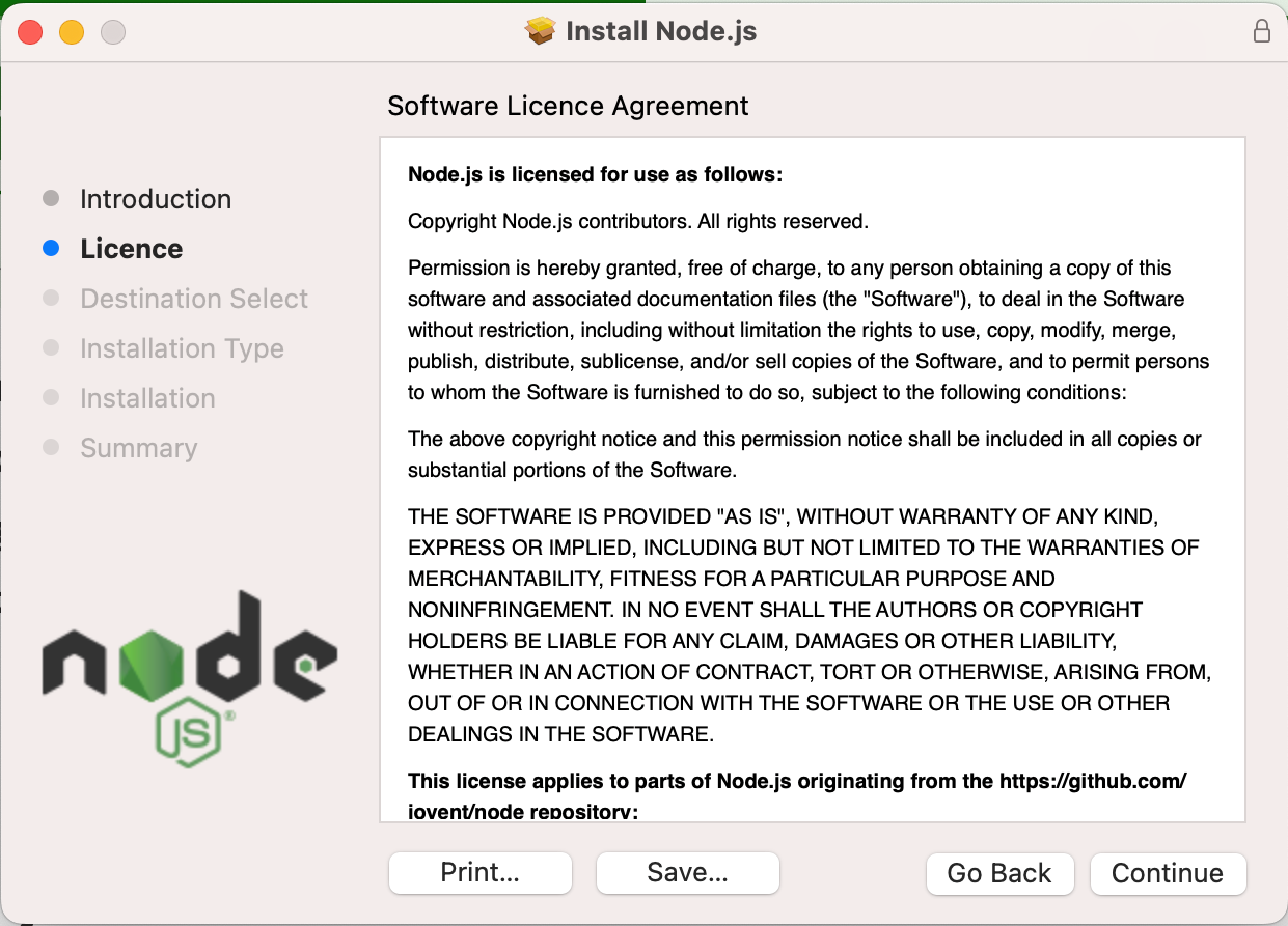 Node.js for macOS License Teams